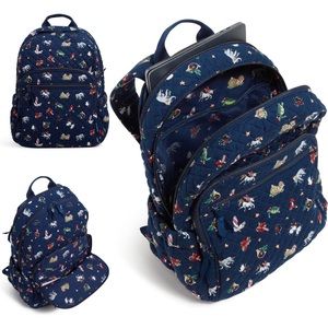 Vera Bradley Cotton Campus Backpack Bag - Snow Globe Motifs